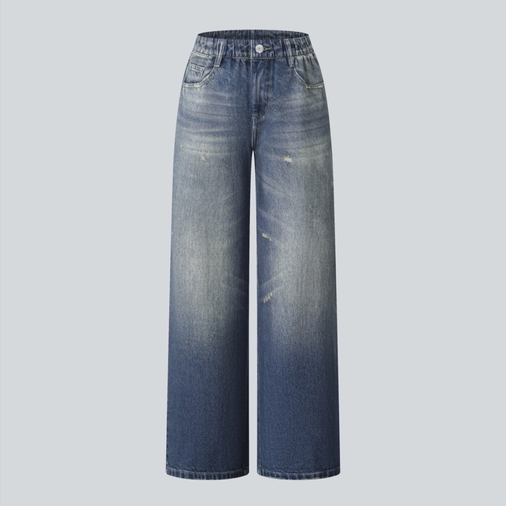 Women’s Halara Mid-rise Denim Print French Terry Casual Sweatpants Jeans - Picture 7 of 16